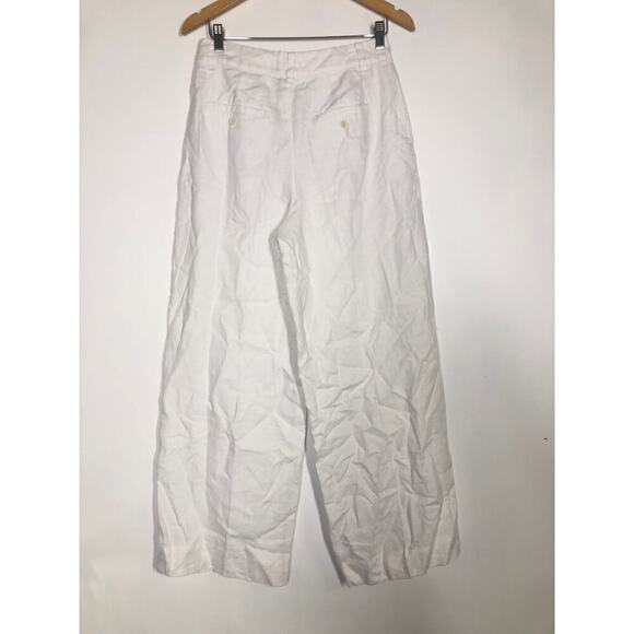 Madewell The Harlow Wide Leg Pants in 100% Linen Eyelet White NWOT Size 14P - Picture 9 of 14
